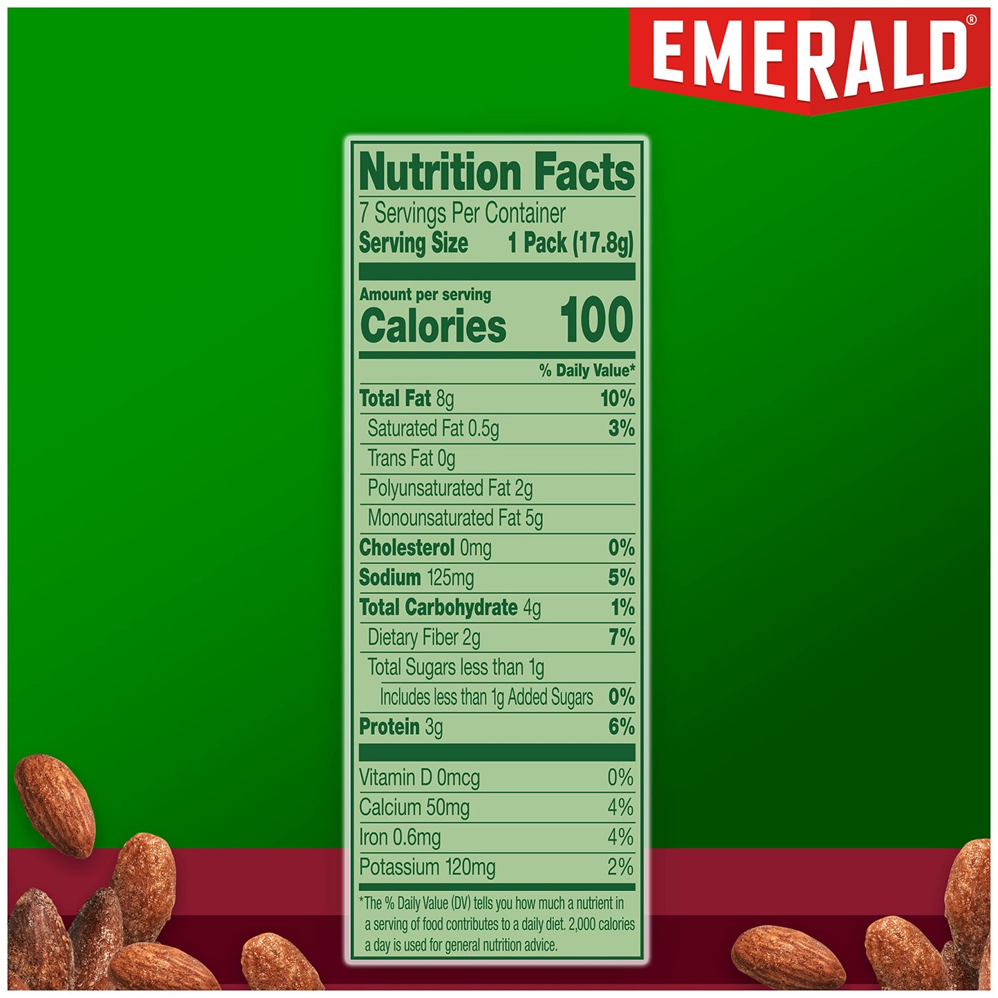 Emerald Dry Roasted Almonds 100-Calorie Packs, Kosher Certified, Non-GMO, 7 Count (Pack of 12), Model 111071