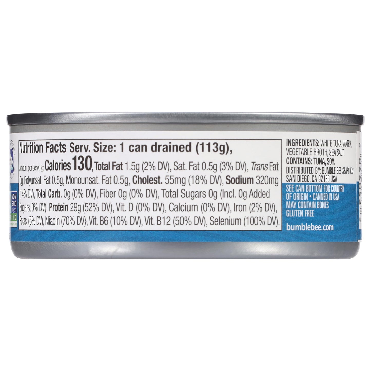 Bumble Bee Solid White Albacore Tuna In Water, 5 Oz Can (Pack Of 4) - Wild Caught Tuna - 29G Protein Per Serving, High In Omega-3S - Non-Gmo Project Verified, Gluten Free, Kosher