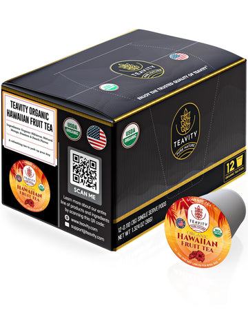 Organic Hibiscus Sabdariffa Tea Pods With Peach, Mango, & Passionfruit - Naturally Decaf Tea - Hawaiian Fruit Tea By Teavity (12