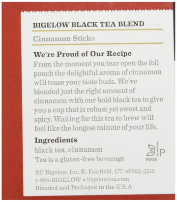 Bigelow Tea - Black Tea Cinnamon Stick - 20 Tea Bags