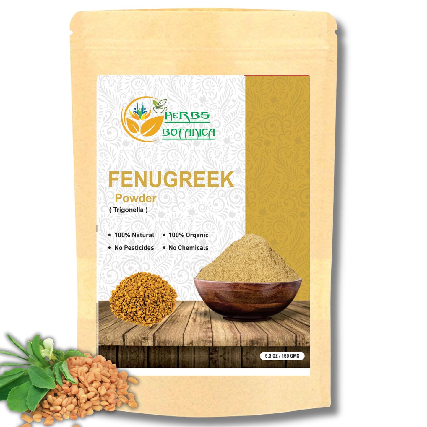 Herbs Botanica Organic Fenugreek Powder Organic Fenogreco En Polvo, Spice Cooking Methi, Fenogreco En semillas, Fender Greek See