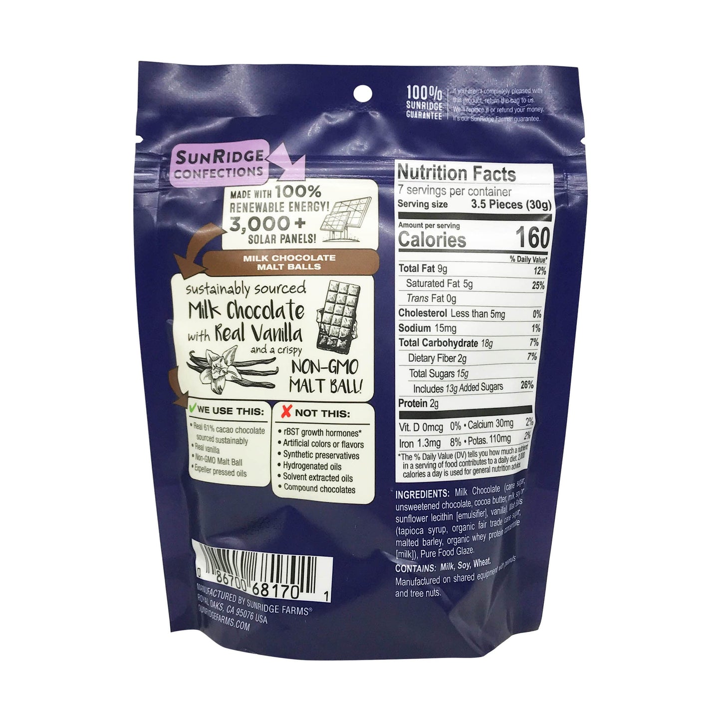 SUNRIDGE FARMS Milk Chocolate Malt Balls, 7 OZ