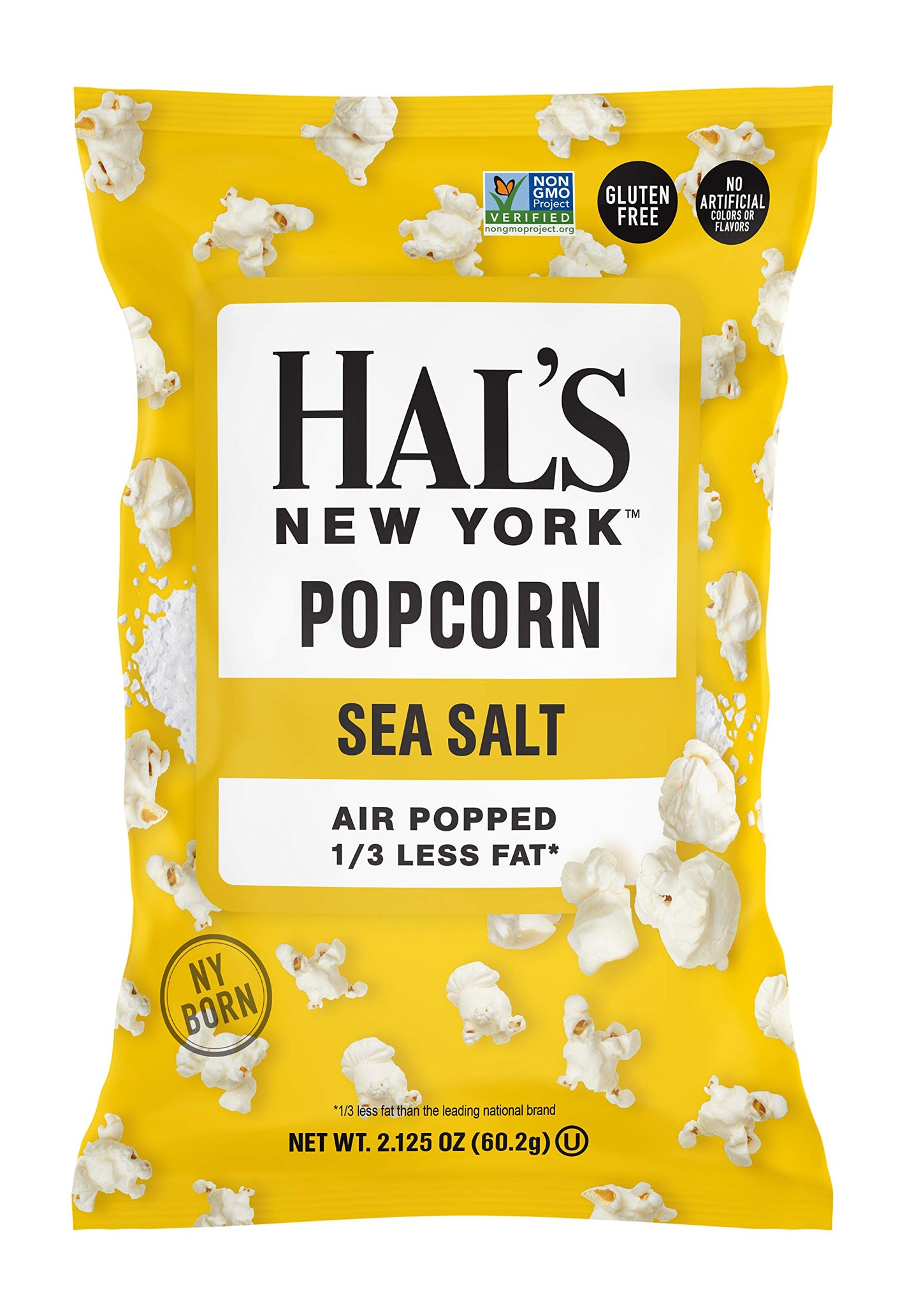 Hal's New York Popcorn Sea Salt, Gluten Free, 2.125 oz Bag (Pack of 12)