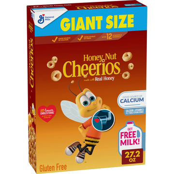 Honey Nut Cheerios Cereal, Limited Edition Happy Heart Shapes, Heart Healthy Cereal With Whole Grain Oats, Giant Size, 27.2 Oz