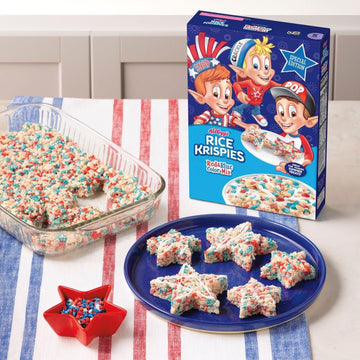 Kelloggs Rice Krispies Breakfast Cereal, Summer Snacks, Family Breakfast, Red and Blue Color Mix, 7.5oz Box (1 Box)