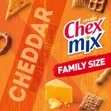 Chex Mix Cheddar Savory Snack Mix, Family Size, 13.5 Oz