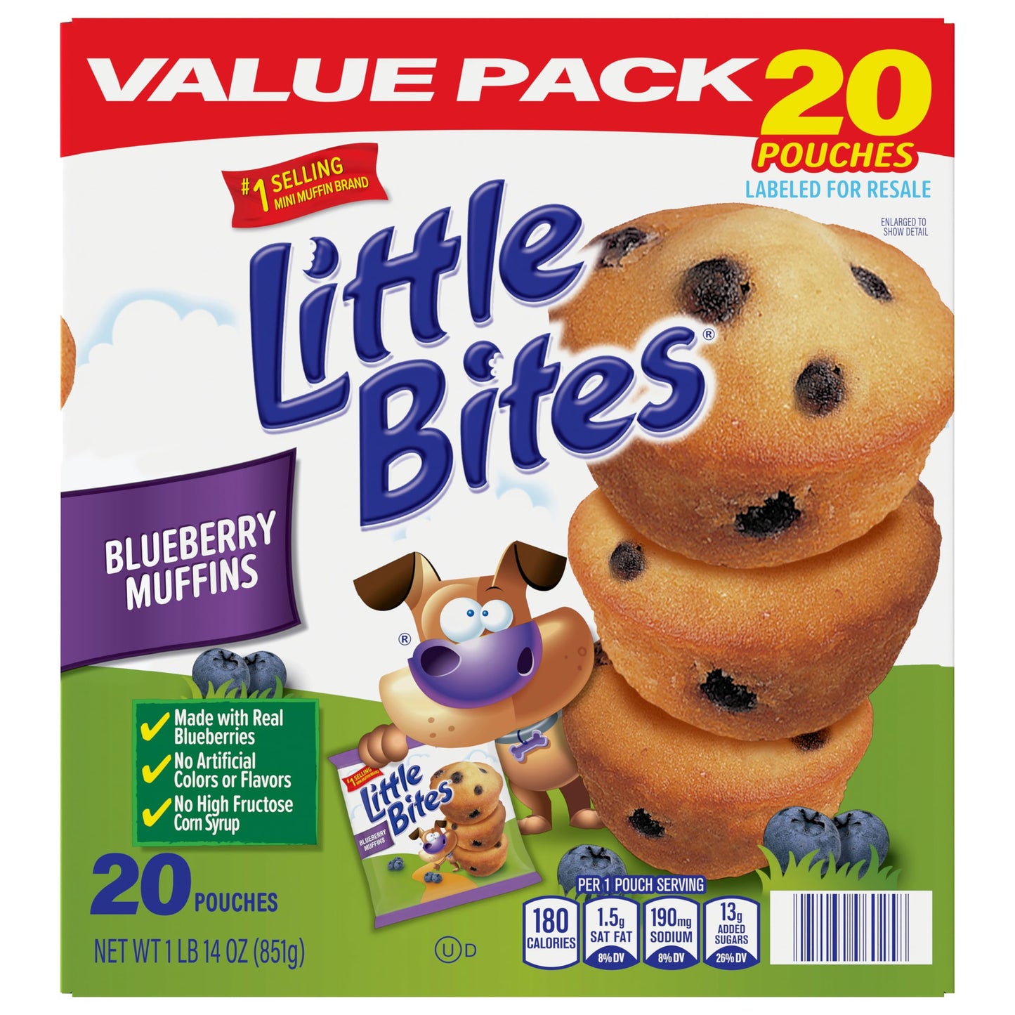 (Value Pack) Little Bites Blueberry Muffins, 20 individual packs, (1.5 oz each), Made with Real Blueberries Mini Muffins, 30 oz