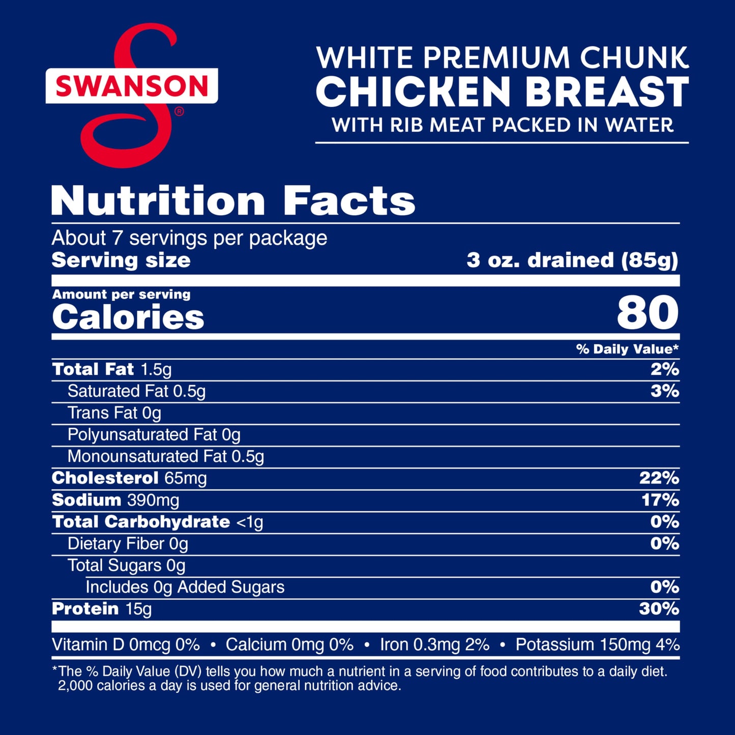 Swanson White Premium Chunk Canned Chicken Breast In Water, Fully Cooked Chicken, 12.5 Oz Can (6 Packs Of 2 Cans)