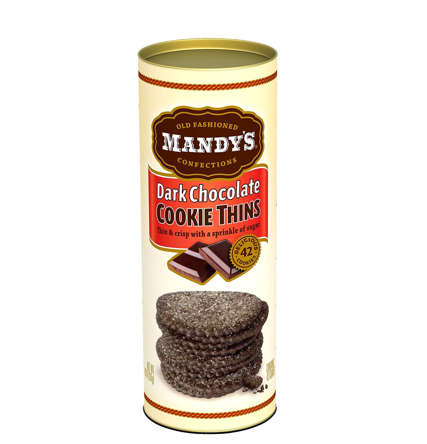 Mandy s Cookie Thins Dark Chocolate Flavor 4.6 Oz Pack of 6 42 Cookies Light & Crispy Made with Real Chocolate Halal