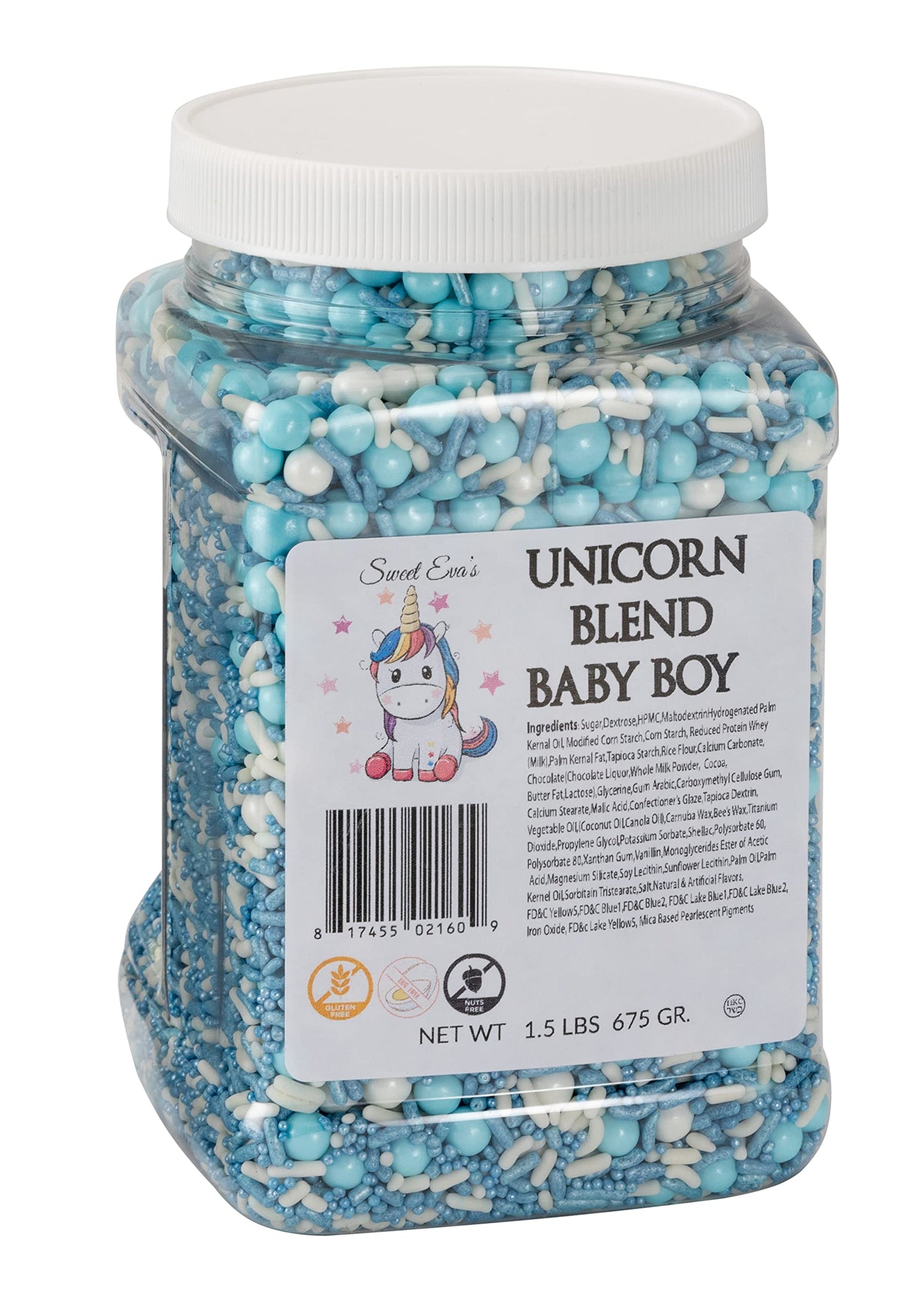 UNICORN BLEND BABY BOY -Gluten-free,Egg Free,Nuts Free,Kosher,Sprinkle Medley Mix,For Baking,Decorating,Cookies,Cupcakes,Cakes,T