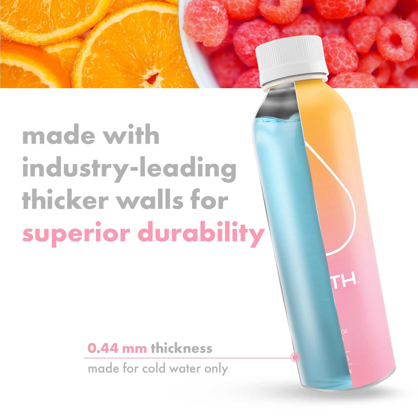 Path Raspberry Orange Flavored Sparkling Water - Ultra-Purified, Ph-Balanced Carbonated Soda Water In Aluminum Water Bottle - Bp