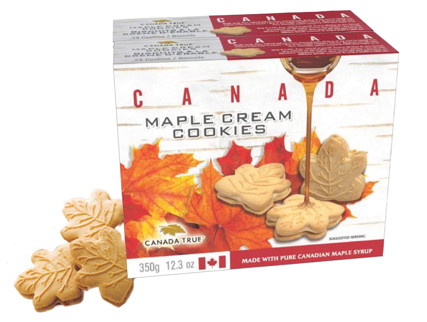 CANADA TRUE MAPLE CREAM COOKIES, 48 Cookies total/24 per Pack 100% Real Canadian Maple Syrup, Total/ 700 g/ 24.6 oz Our 2-Pack i