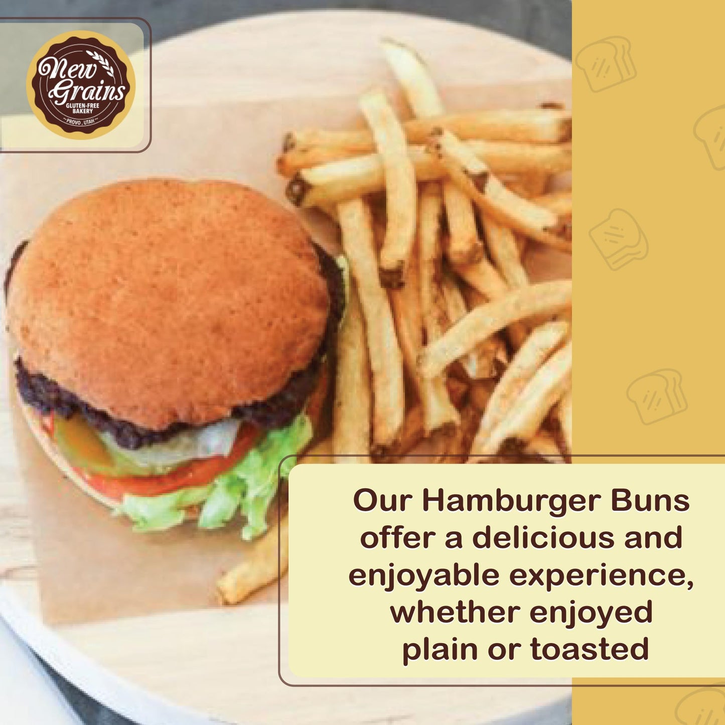 New Grains - Artisan Hamburger Buns - Certified Gluten Free - (21Oz) 2 Pack
