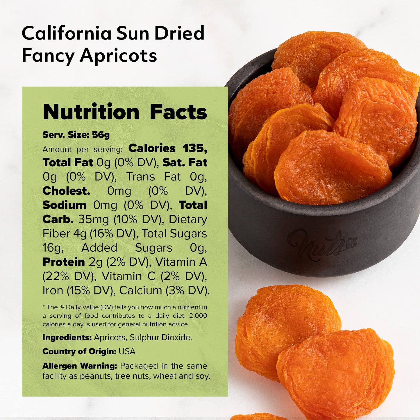 NUTS U.S. - California Sun Dried Fancy Apricots | Juicy and Tangy Flavor | No Sugar or Color Added | Gluten Free and NON-GMO | A