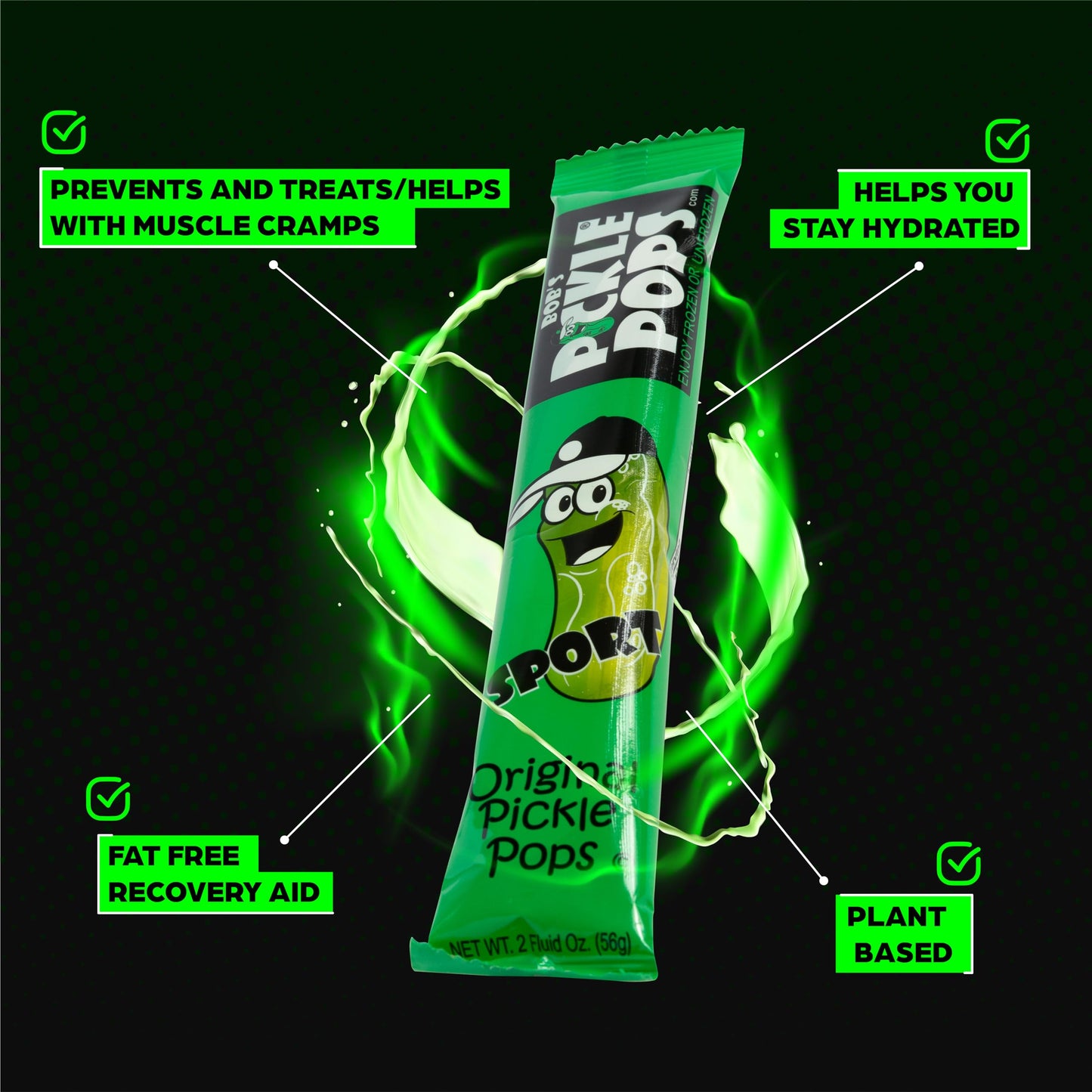 Bob's Pickle Pops Original Dill Juice Flavor Ice Pops - 18 Pre Workout Freeze Pops, Electrolyte Cramp Relief, 6 Count (Pack of 3)