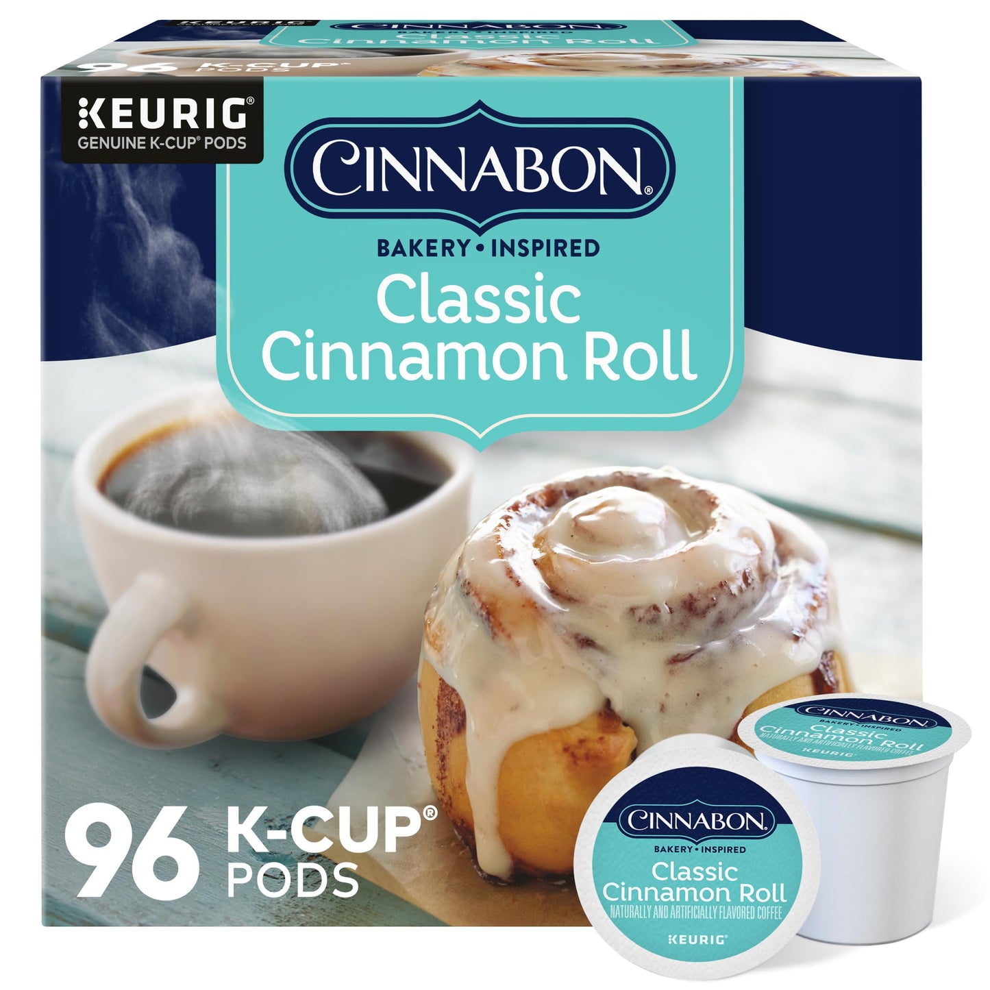 Cinnabon Classic Cinnamon Roll Keurig Single-Serve K-Cup Pods, Light Roast Coffee, 96 Count (4 Packs Of 24)