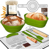 BICRET Sourdough Starter Kit – Complete Baking Supplies, 2 Silicone Proofing Baskets, Baking Mat, Green, Model FJ-3-4C