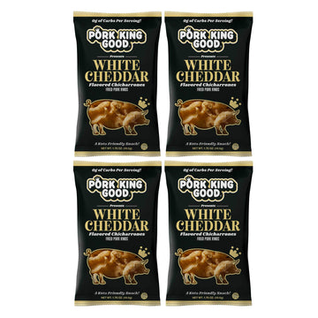 Pork King Good Pork Rinds (Chicharrones) (White Cheddar, 4 Pack)