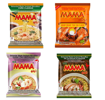 Mama Oriental Style Instant Noodles Mix Flavor Bundle Package Total 30 Packs (4 Flavor Mix Shrimp Tom Yum, Pa Lo Duck, Shrimp Cr