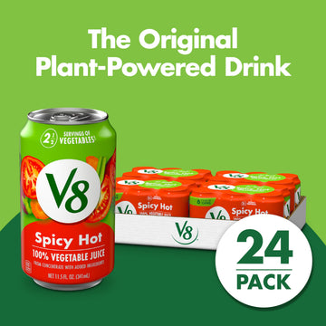 V8 Spicy Hot Vegetable Juice, 11.5 fl oz Can, 24 Pack, Model 200000018596