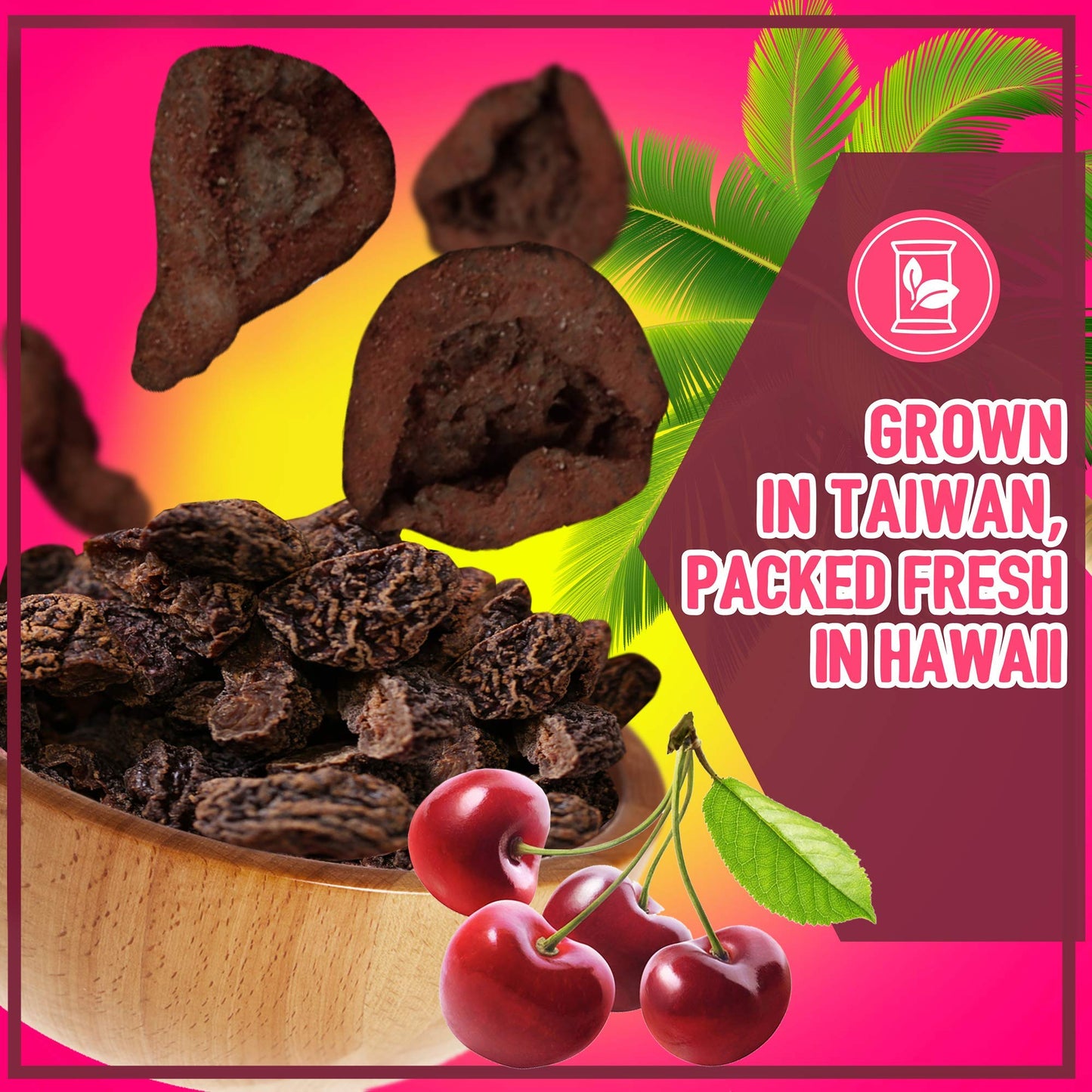 Asia Trans Seedless Li Hing Mui Cherry | Hawaiian Favorite | Naturally Sweet Dried Fruit Candy with Asian Plum Powder