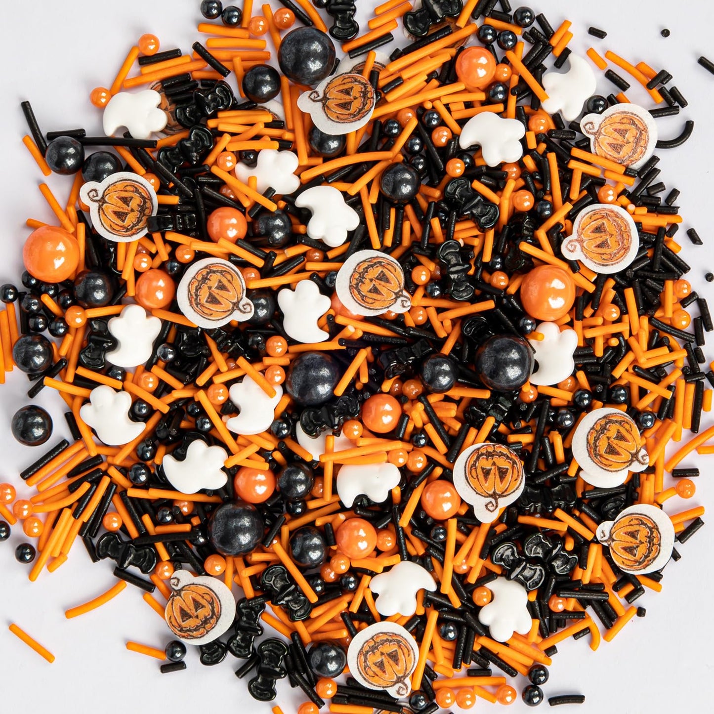 Twisweet Halloween Sprinkles, Pumpkin Sprinkles for Cake Decorating, Edible Candy Ghost Bat Sugar Sprinkle Mix, Black and Orange