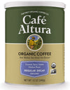 Cafe Altura Organic Coffee, Regular Roast Decaf, Ground Coffee, 12 Ounce Can