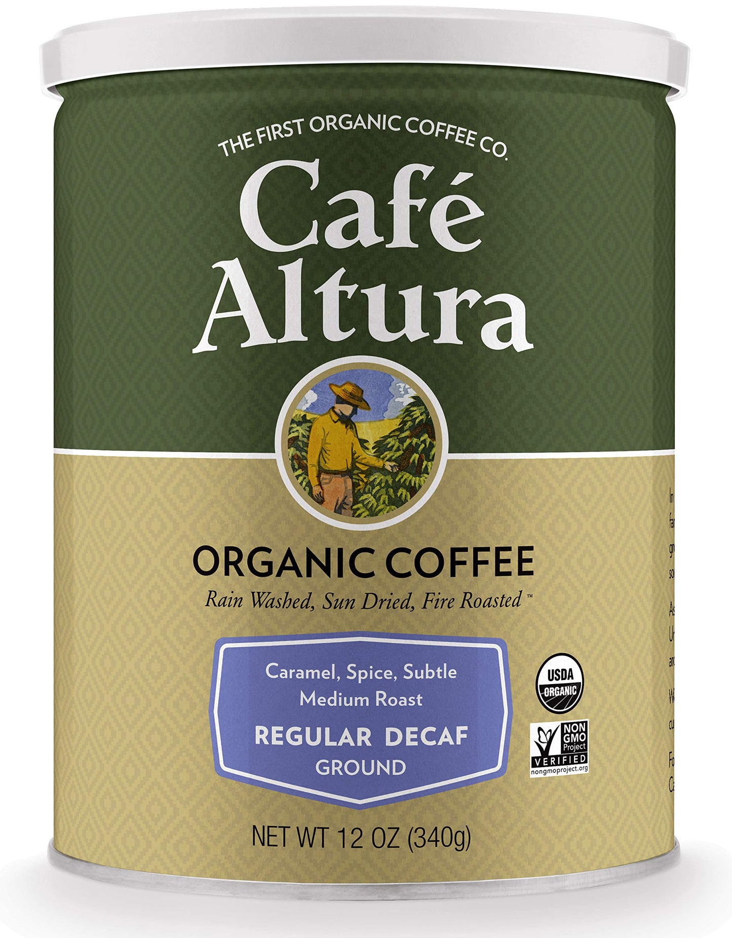 Cafe Altura Organic Coffee, Regular Roast Decaf, Ground Coffee, 12 Ounce Can