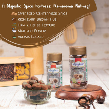 Ramaroma Nutmeg Whole, 3.5Oz (100G) All Natural | Vegan | Gluten Friendly | Non-Gmo | Organic Nutmeg Whole | Indian Spice