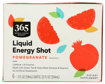 365 By Whole Foods Market, Energy Shot, Pomegranate, 2 Fl Oz, 6 Count