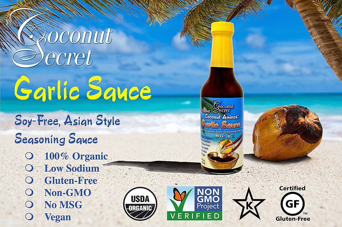 Coconut Secret Coconut Aminos Garlic Sauce (2 Pack) - 10 Fl Oz