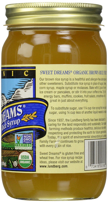 Lundberg Family Farms - Organic Sweet Dreams Brown Rice Syrup, Substitute Sweetener, Replaces Sugar, Honey, Corn Syrup, Non-GMO,
