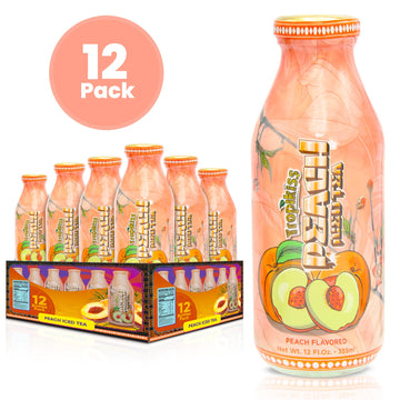 Tropikiss 12-Pack Peach Iced Tea - Antioxidant-Rich Refreshing Drink | Natural Bottled Ice Tea | Healthy & Flavorful Beverage
