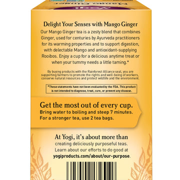 Yogi Tea Mango Ginger Tea - 16 Tea Bags Per Pack (6 Packs) - Organic Ginger Root Tea To Support Healthy Digestion - Contains Ant