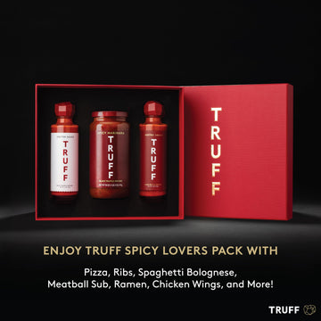 TRUFF Spicy Lovers Pack - TRUFF Hotter Sauce, TRUFF White Hotter Sauce, and TRUFF Black Truffle Arrabbiata Pasta Sauce - Spicy T