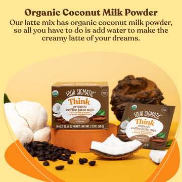 Mushroom Coffee Latte By Four Sigmatic | Daily Dose Alternative | Organic Instant Coffee Latte Mix With Lion'S Mane, Chaga Mushr