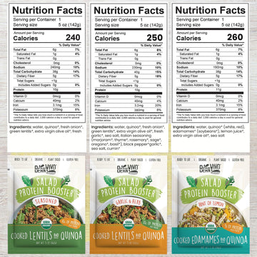 Beanvivo - Variety 3 Pack Salad Protein Boosters - Seasoned, Garlic & Herbs, Edamame - Delivering A Burst Of Taste And 10G Of Pr