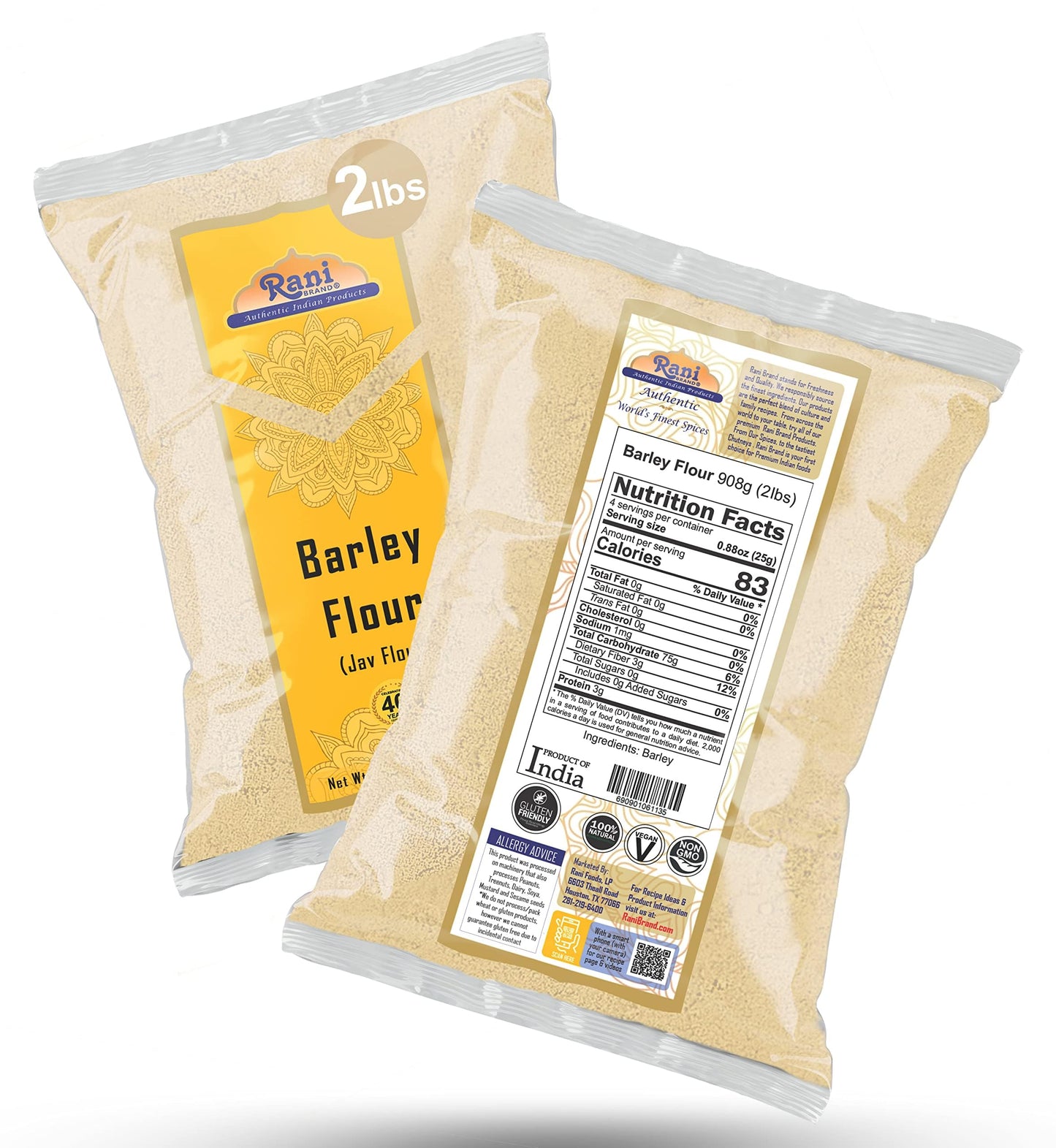 Rani Barley (Jav) Flour 32Oz (2Lbs) 908G ~ All Natural | Gluten Friendy | Stone Ground | Vegan | Non-Gmo | Kosher | Indian Origin