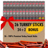 Jerky.Com Ed Pepper Turkey Snack Sticks 26 Pack (24 + 2 Bonus) | 6G Protein, 90 Calories, Gluten-Free, Individually Wrapped, Keto Friendly, Low Carb Snack | Naturally Hardwood Smoked Jerky Meat Sticks | Gifts For Men