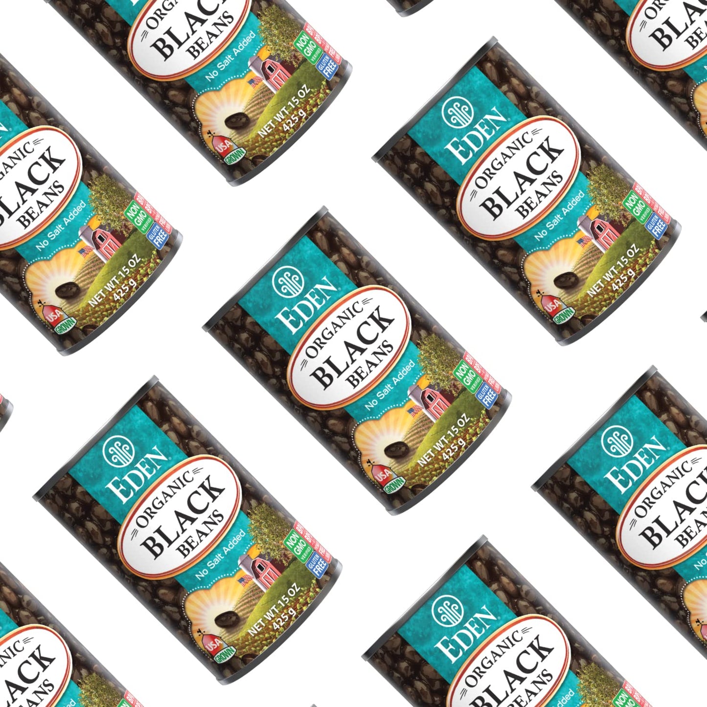 Eden Organic Black Beans, 15 oz Can (12-Pack Case), No Salt Added, Non-GMO, U.S Grown, Heat and Serve, Macrobiotic, Turtle Beans