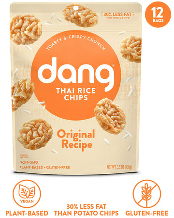 Dang Thai Rice Chips | Original | 12 Pack | Vegan, Gluten Free, Non Gmo Rice Crisps, Healthy Snacks Made With Whole Foods | 3.5