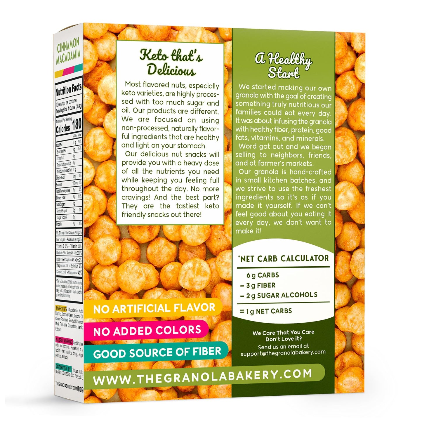 Tgb Cinnamon Macadamia Nuts | 1G Net Carb Keto Snack | Gluten Free Low Carb Candy, 10 Ounces