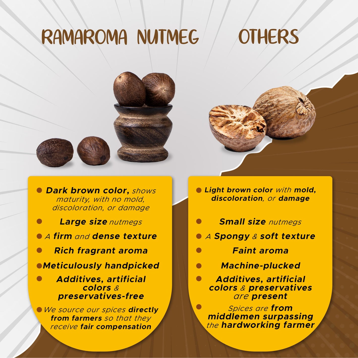 Ramaroma Nutmeg Whole, 3.5Oz (100G) All Natural | Vegan | Gluten Friendly | Non-Gmo | Organic Nutmeg Whole | Indian Spice