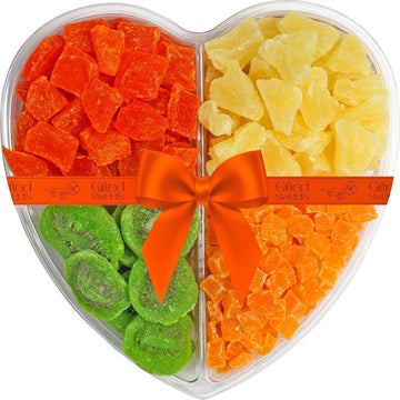Heart Shaped Dried Fruit Tray - Sweet Dried Fruit Assortment - Large Dried Fruit Gift Basket - Romantic Arrangement Platter - He