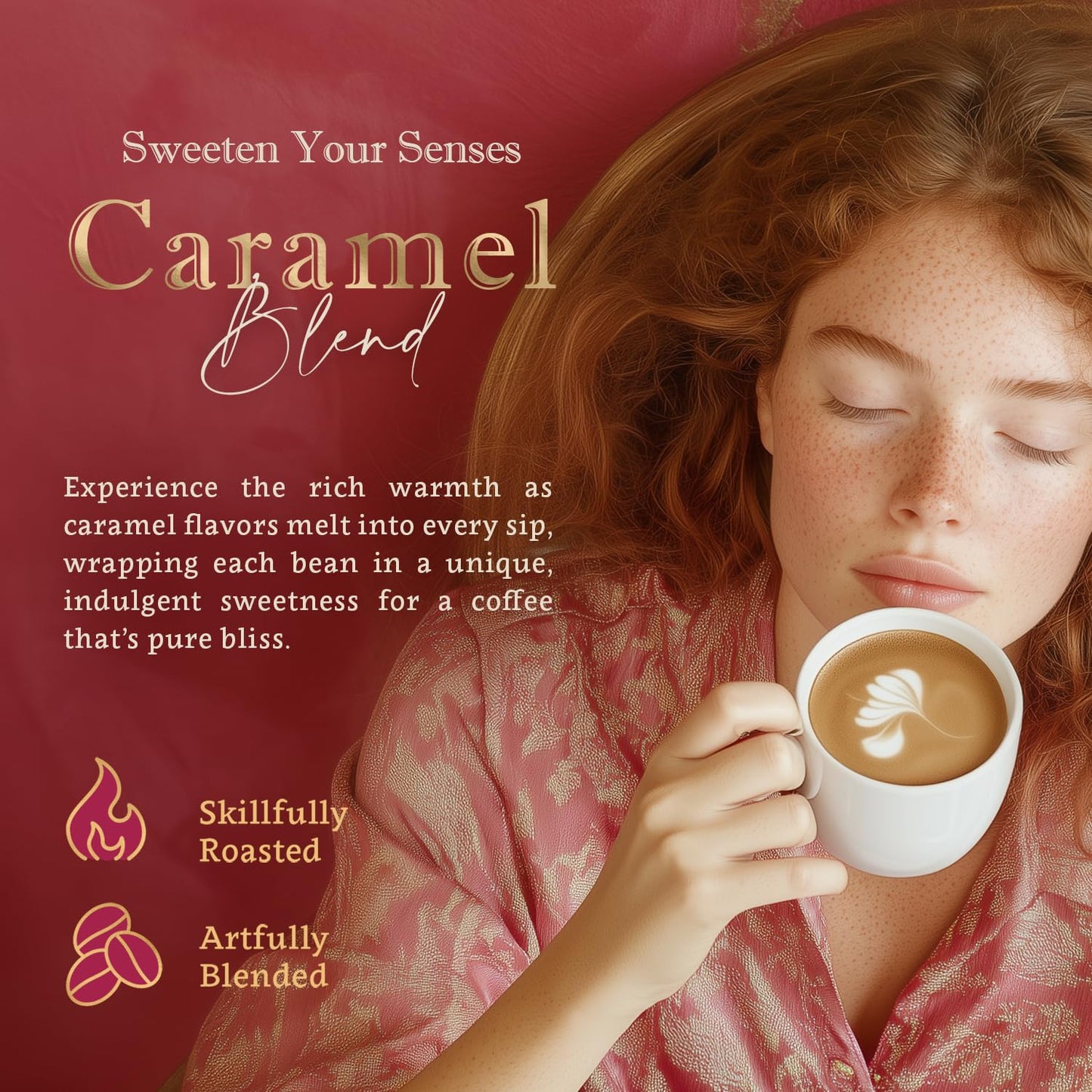 Caramel Flavored Whole Bean Coffee - Organic, Single Origin, Naturally Flavored, Medium Roast, 100% Arabica, Smooth And Sweet -
