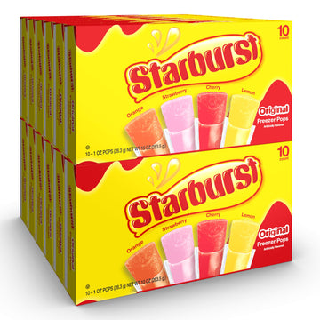 Starburst Fruit Flavored Popsicles Variety Pack, Freeze Pops with 4 Assorted Fun Flavors of Orange, Strawberry, Cherry and Lemon