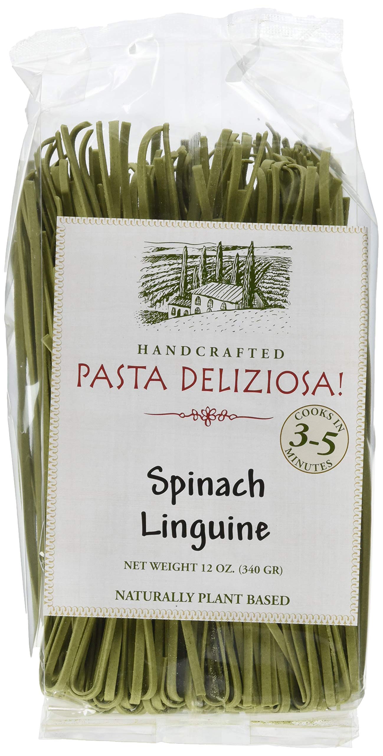 Pasta Deliziosa! Handcrafted Pasta, Spinach Linguine, 12 Ounce