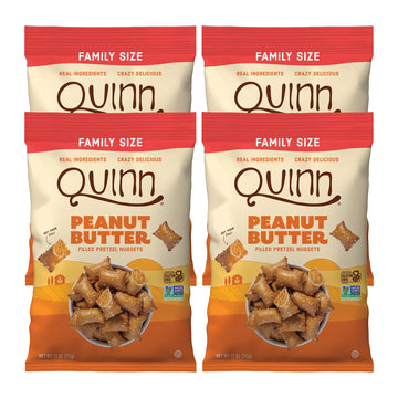 Quinn Peanut Butter Filled Pretzel Nuggets, Gluten Free, Corn, Soy, Dairy Free & Vegan Friendly, Non-GMO, Family Size 11 oz - 4