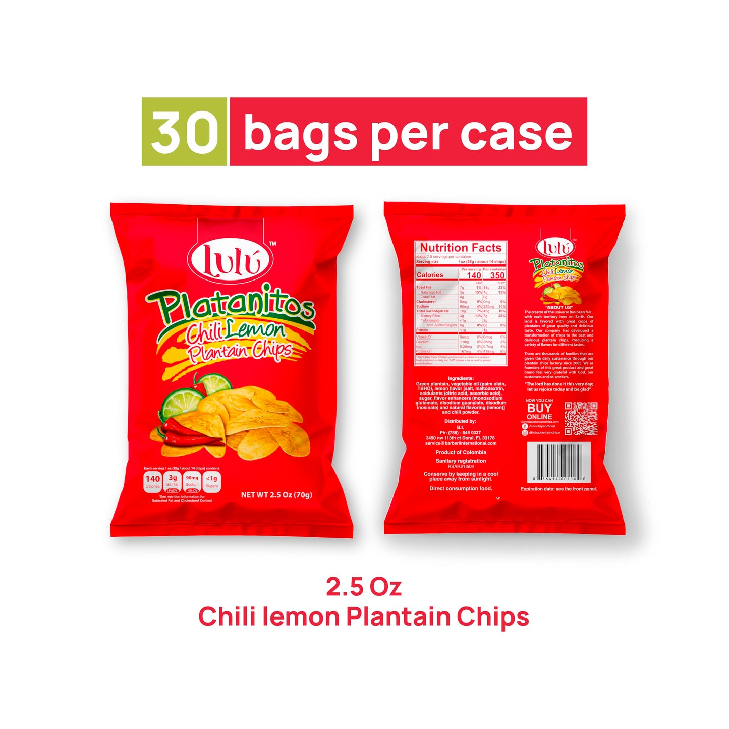 Lulu Plantain Chip | Chili Lemon | Healthy Snack | Plantains Chips | Whole 30 Snacks | 2.5 Oz | Gluten Free Chips | All Natural | Non-Gmo | Kosher