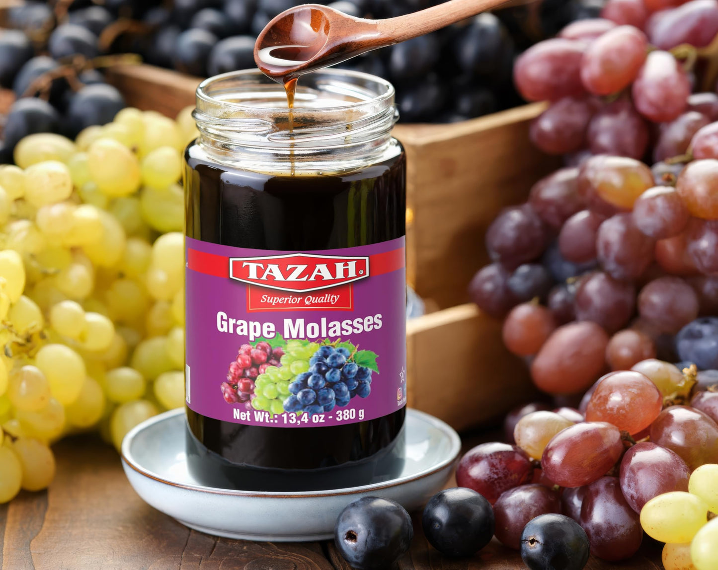 TAZAH G Molasses - Turkish G Molasses in Glass Jar - 13.4 Oz (380g) - Kosher
